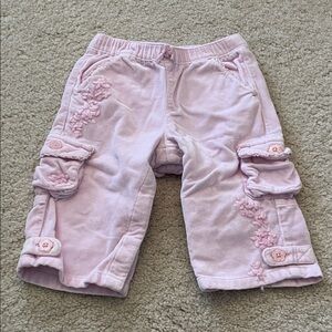 Infant GAP Pink Velvet Embroidered Cargo Pants